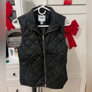 Black Quilted Vest with Gold Zipper small